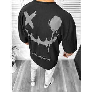 Tricou barbati negru cu imprimeu pe spate oversize 11815 D3-3.4 imagine