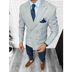 Sacou barbati slim fit 2 randuri de nasturi gri CU MIC DEFECT DEF1184A O1-4.3 imagine