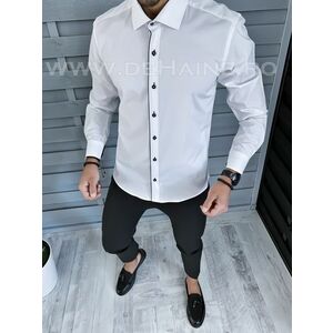 Camasa barbati alba slim fit B1364 11-3 imagine