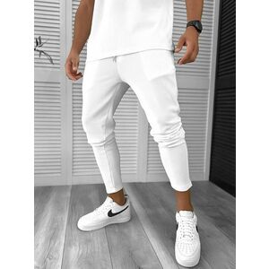 Pantaloni de trening barbati slim fit alb 8206 imagine