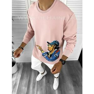 Bluza barbati roz slim fit cu imprimeu K214 O2-2.2 imagine