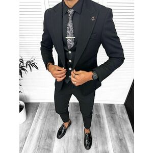 Tinuta Costum barbati slim fit negru 3 piese 13312 imagine