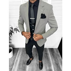 Costum barbati slim fit negru 3 piese 13315 imagine