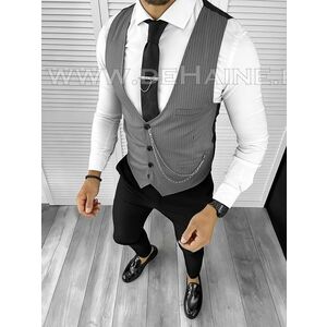 Vesta barbati eleganta slim fit gri B8112 P19-3.3 imagine