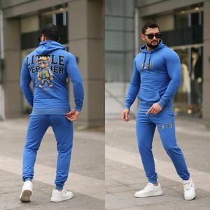 Trening barbati slim fit albastru Pantaloni + Hanorac 13349 P18-4.2 imagine