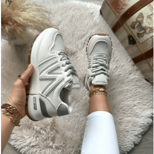 Adidasi dama casual albi cu gri 30664 N7-3 imagine