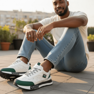 Adidasi barbati casual albi A103 imagine