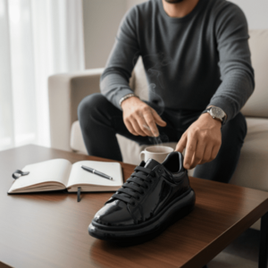 Adidasi barbati casual negri 0957 T14-2 imagine