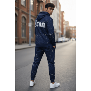 Trening barbati slim fit albastru Pantaloni + Hanorac 13380 D2-1.3 imagine