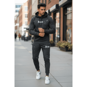 Trening barbati slim fit gri inchis Pantaloni + Hanorac 13380 43-4.1 imagine