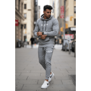 Trening barbati slim fit gri Pantaloni + Hanorac 13400 50-2 imagine