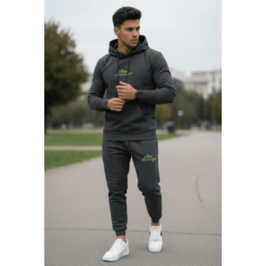 Trening barbati slim fit gri inchis Pantaloni + Hanorac 13370 30-1 imagine