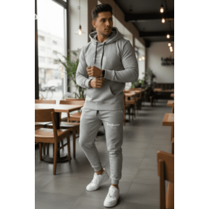 Trening barbati slim fit gri Pantaloni + Hanorac 13390 43-5 imagine