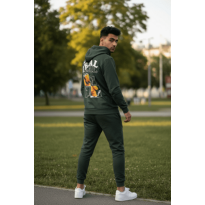 Trening barbati slim fit kaki Pantaloni + Hanorac 13360 D2-1.1 imagine