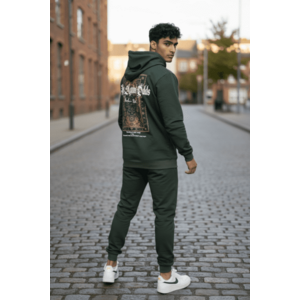 Trening barbati slim fit kaki Pantaloni + Hanorac 13400 D2-1.1 imagine
