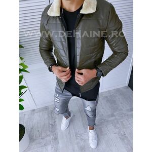 Geaca barbati kaki piele ecologica B2801 D1-4 imagine