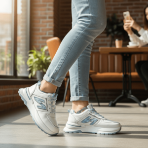 Adidasi dama casual albi cu albastru 4603 N17-2 imagine