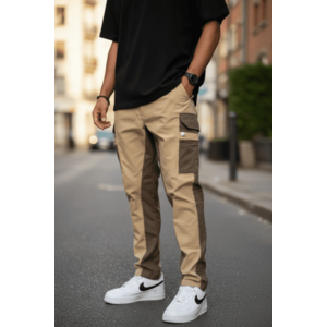 Pantaloni de trening cargo maro conici Y202 O3-5.3 imagine