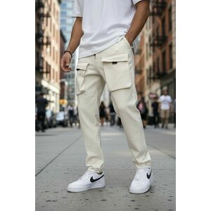 Pantaloni de trening cargo bej conici Y198 20-3.2 imagine