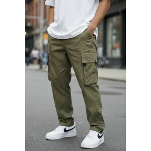 Pantaloni de trening cargo kaki conici Y307 P20-4.1 imagine