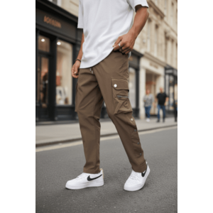 Pantaloni de trening cargo maro conici Y142 P18-5.3 imagine