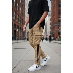 Pantaloni de trening cargo maro conici Y148 14-2.3 imagine