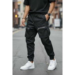 Pantaloni de trening cargo negri conici Y103 P19-4.2 imagine