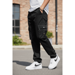 Pantaloni de trening cargo negri conici Y307 P20-4.2 imagine