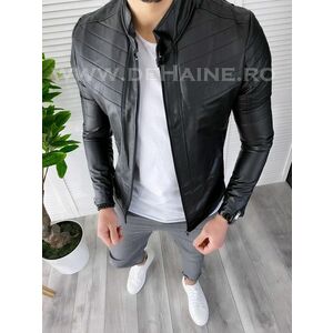 Geaca barbati neagra piele ecologica B3712 66-4 imagine