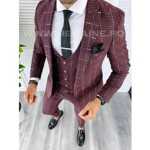 COSTUM BARBATI SLIM FIT (SACOU+ VESTA) GRENA B5361 40-4.1 imagine