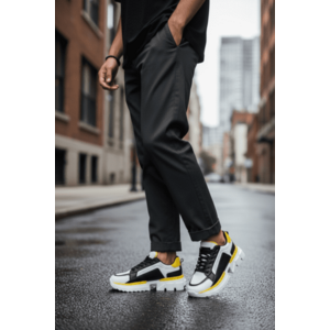 Adidasi barbati casual albi cu galben LM052 T2-3 imagine