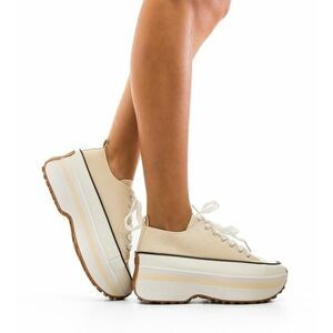 Sneakers dama Marble Bej imagine