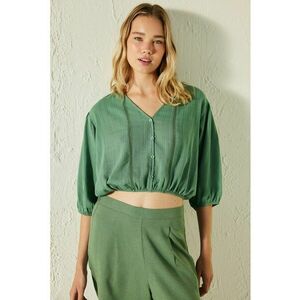 Bluza crop de plaja cu nasturi imagine