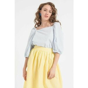 Bluza in carouri din amestec de in imagine