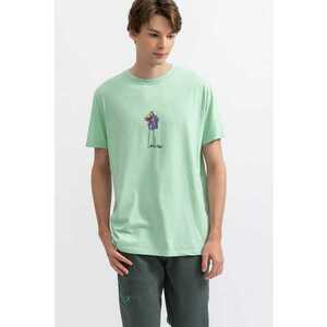 Tricou unisex cu decolteu la baza gatului si imprimeu imagine