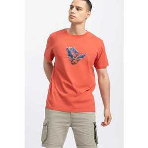 Tricou unisex cu decolteu la baza gatului si imprimeu pe piept imagine