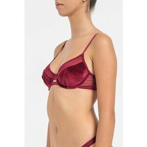 Sutien cu garnituri cu aspect de catifea si bretele ajustabile imagine