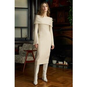 Rochie midi cu decolteu pe umeri imagine