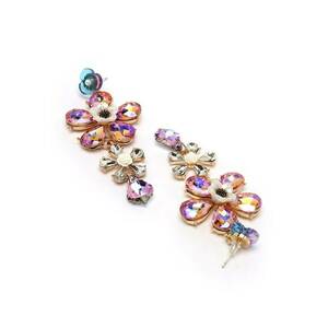 Cercei in forma de floare - din aur de 18K filat - cu cristale imagine