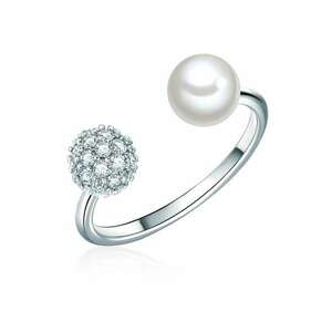 Inel cu zirconia si perla imagine
