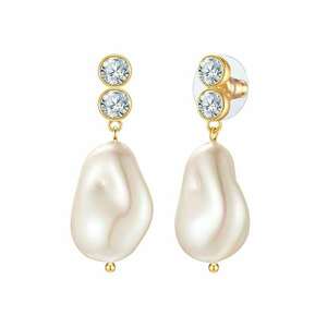 Cercei de aur de 14K filat cu perle si zirconia imagine