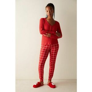 Bluza de pijama cu striatii si decolteu in V imagine