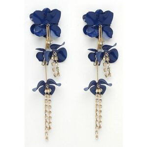 Cercei drop cu design floral si cristale imagine