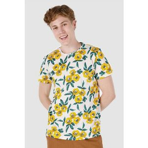 Tricou din bumbac cu decolteu la baza gatului si imprimeu floral imagine