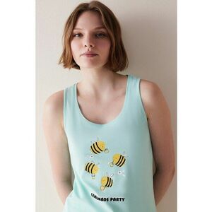 Top de pijama cu decolteu rotund si imprimeu imagine