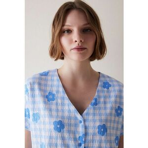 Bluza de pijama cu imprimeu si maneci scurte imagine