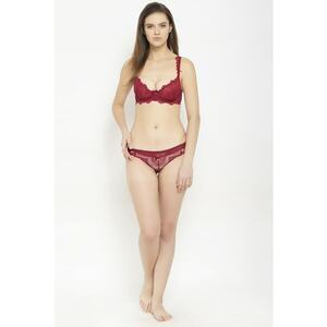 Set de sutien si chiloti cu insertii de dantela - 2 piese imagine