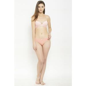 Set de sutien de dantela si chiloti cu barete multiple - 2 piese imagine