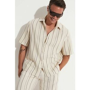 Camasa de bumbac cu maneci scurte si imprimeu in dungi imagine