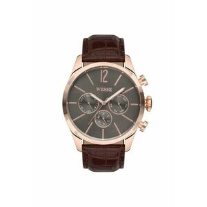 Ceas barbati model WWG200103 - cu mecanism Quartz - rezistenta la apa 5 ATM - curea maro - cadran negru - carcasa rotunda din otel roz imagine